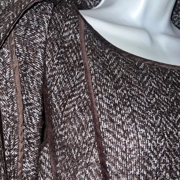 Talbots Elegant Brown and White Herringbone Tweed Cape Coat Dress Suit SZ 12 P - Picture 6 of 6